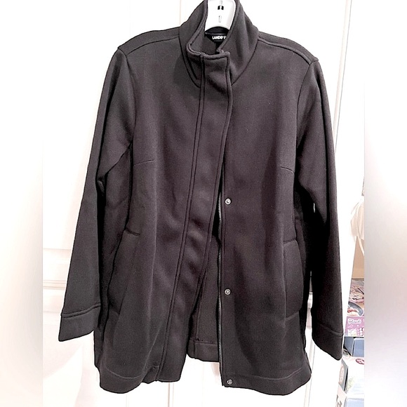 Black LANDS END sz MP 10/12 jacket pockets PICS LIGHTENED TO SHOW DETAILS - Picture 5 of 12